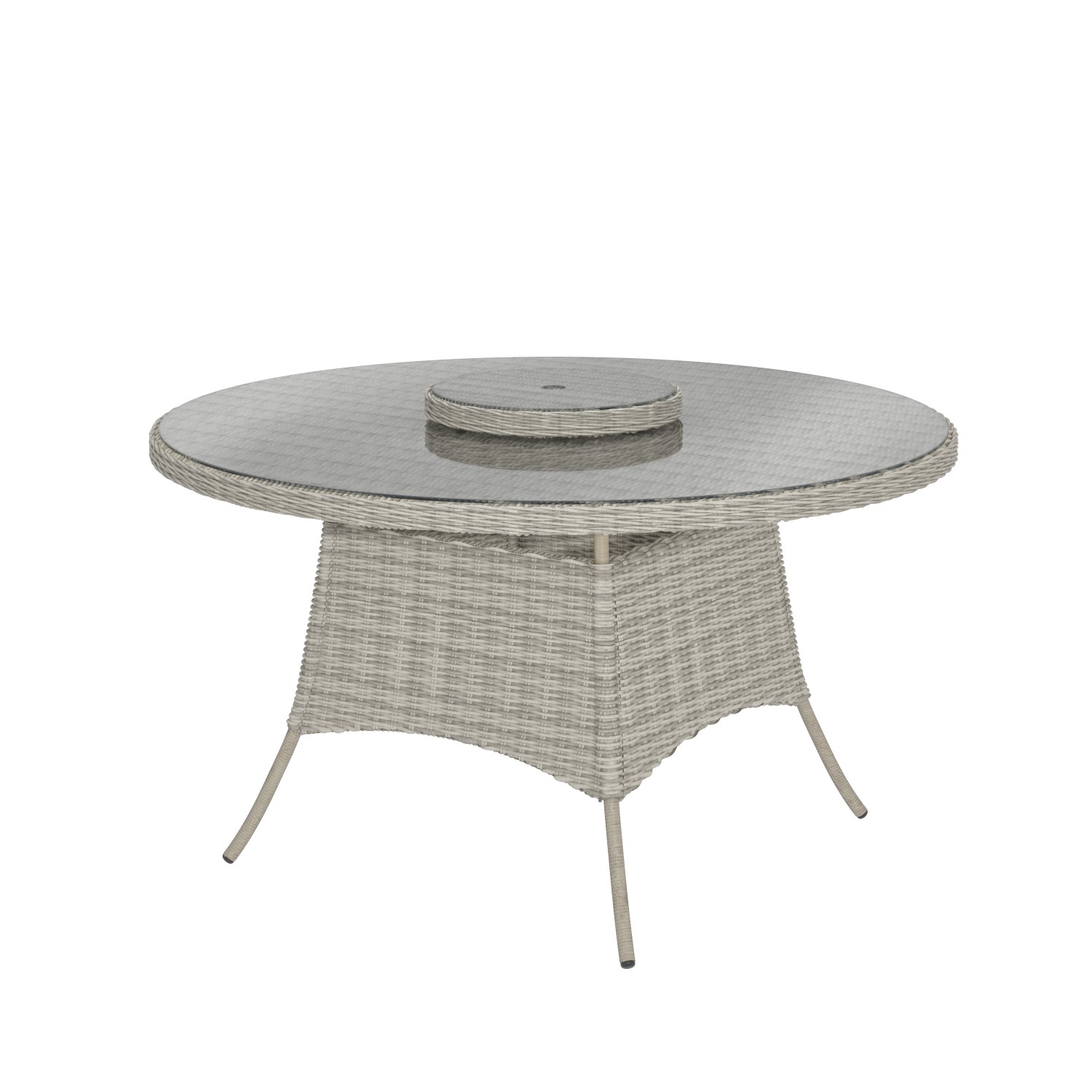 6 Seater Grey Round Rattan Garden Dining Set with Table and Chairs