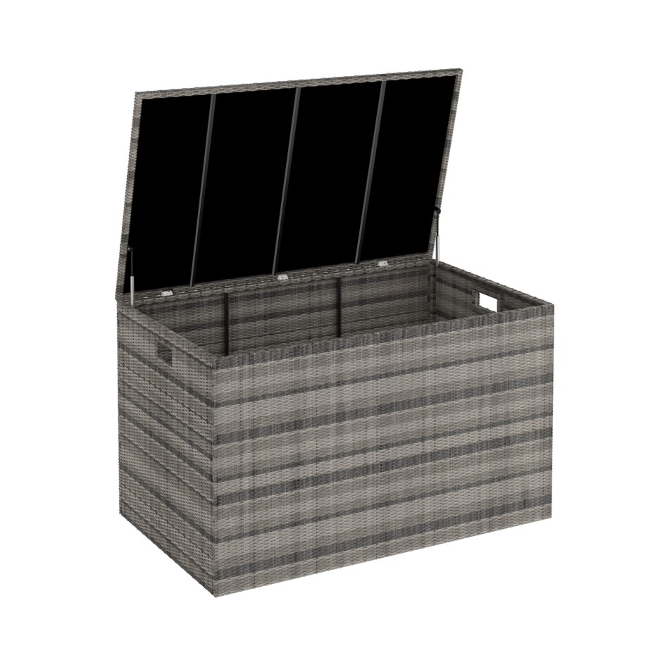 Grey Rattan Outdoor Storage Box with Gas Lift | Furniture123