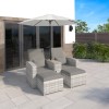 Grey Rattan Reclining Sun Loungers with Parasol  - Fortrose