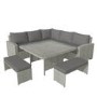 Outdoor Grey Corner Sofa Set with Table and Stools - Fortrose