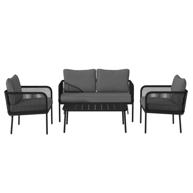 Rope Garden Sofa Set in Grey and Black  - Como