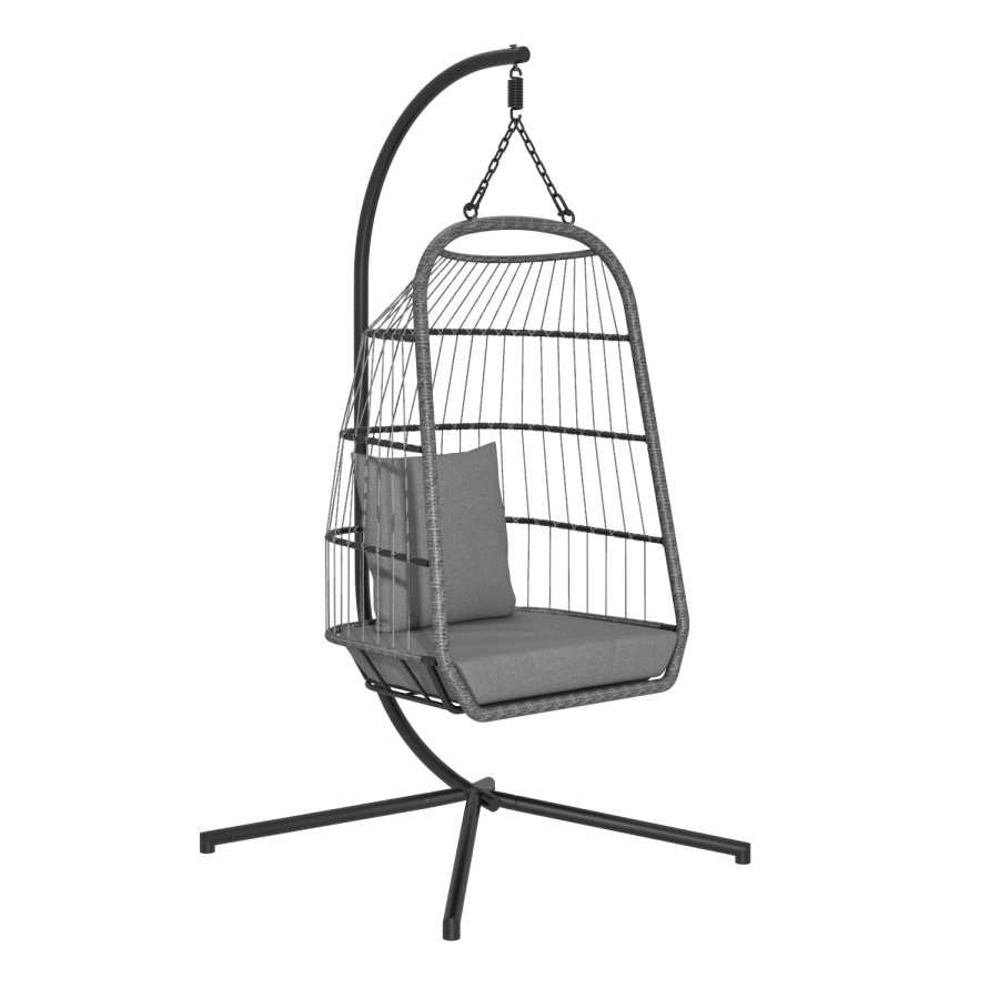 GRADE A1 - Grey Garden Egg Swing Chair Single Seater - Stand Included