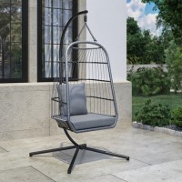 GRADE A1 - Grey Garden Egg Swing Chair Single Seater - Stand Included