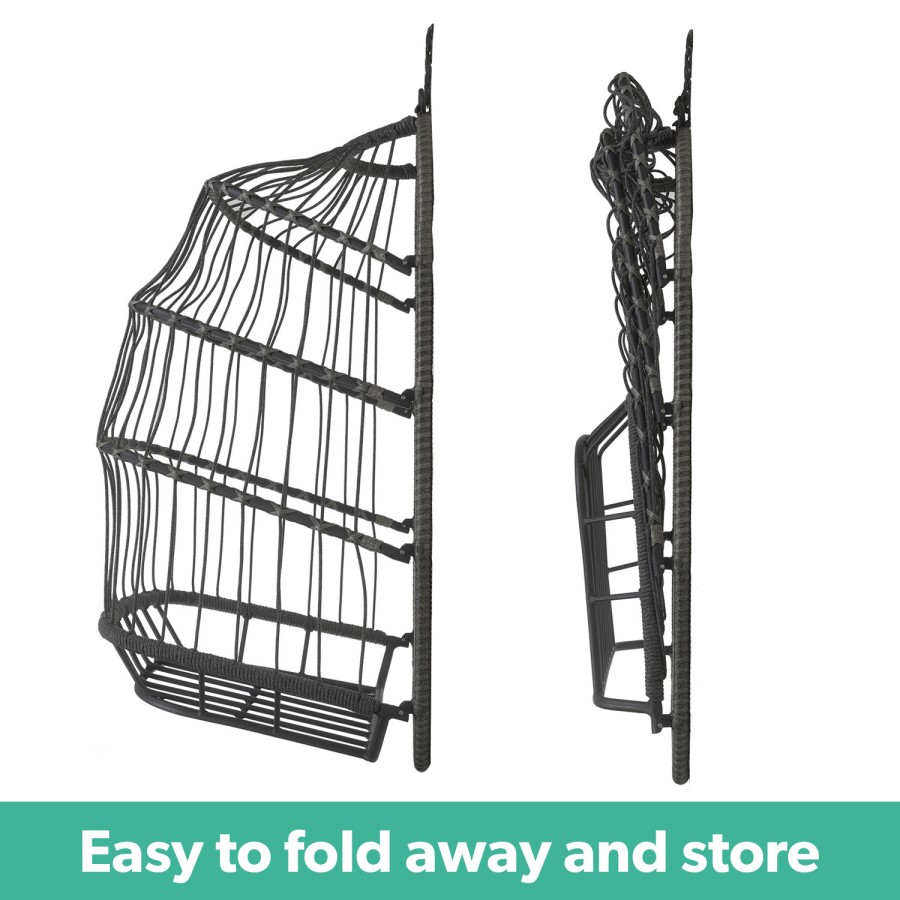 Grey Garden Folding Single Egg Swing Chair with Stand - Como