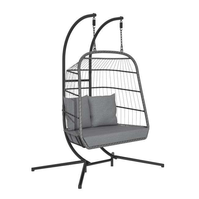 Grey Garden Folding Double Egg Swing Chair with Stand - Como