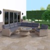 Rattan Garden Corner Sofa Set with Chair and Round Glass Top Table - Aspen