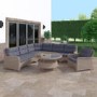 Rattan Garden Corner Sofa Set with Chair and Round Glass Top Table - Aspen