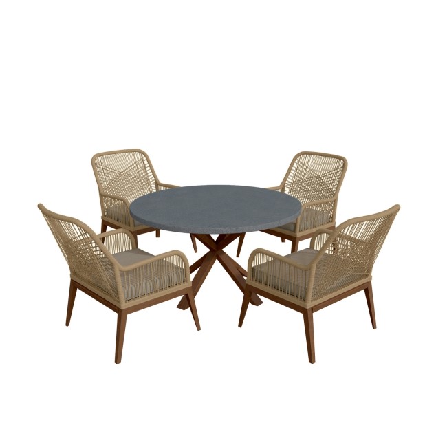 4 Seater Garden Dining Set in Rope - Aspen