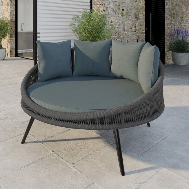 Grey Round Rope Effect Garden Day Bed - Como