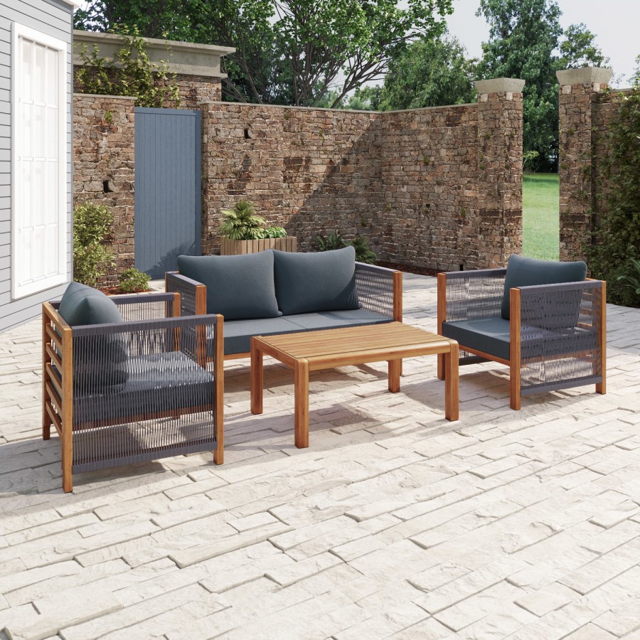 GRADE A1 - 4 Seater Grey Rope Garden Sofa Set - Como