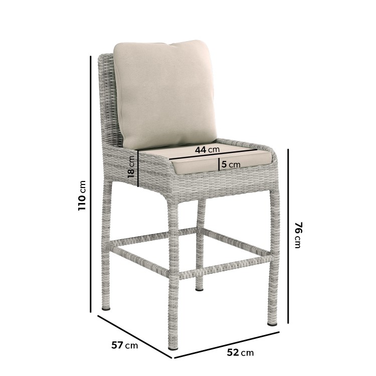 4 Bar Stools & V Shape Grey Rattan Bar Set - Aspen