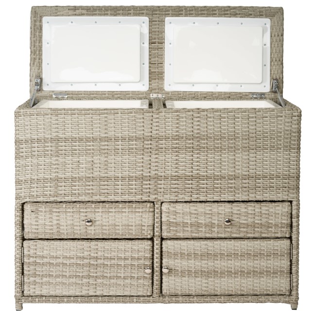 Grey 62 Litre Rattan Double Cooler Box - Aspen