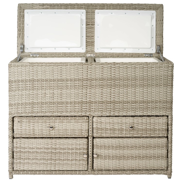 Grey 62 Litre Rattan Double Cooler Box - Aspen