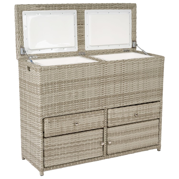 Grey 62 Litre Rattan Double Cooler Box - Aspen