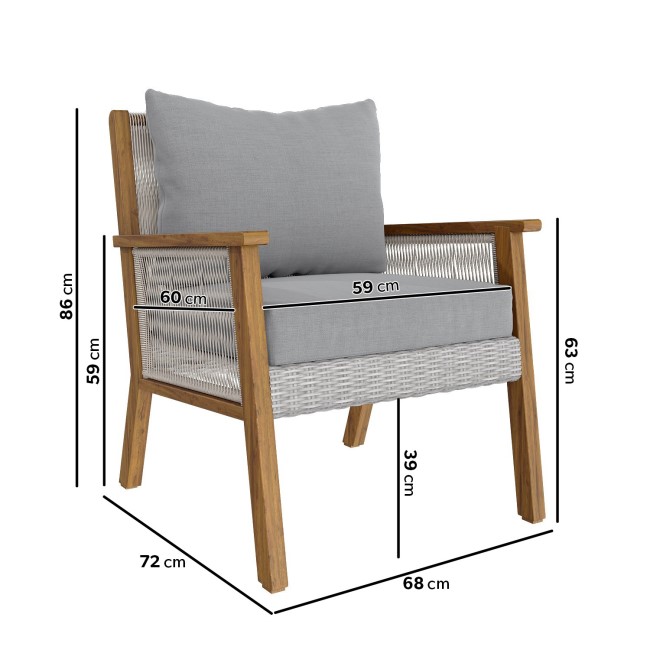 4 Seater Grey Rattan Garden Sofa Set With Solid Wood Frame - Aspen