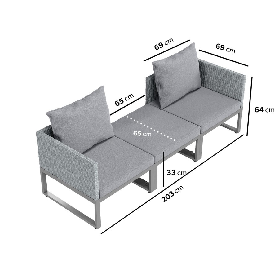 ONLY OPENED - 2 Seater Grey Garden Rattan Modular Bistro Set & Lounger - Fortrose