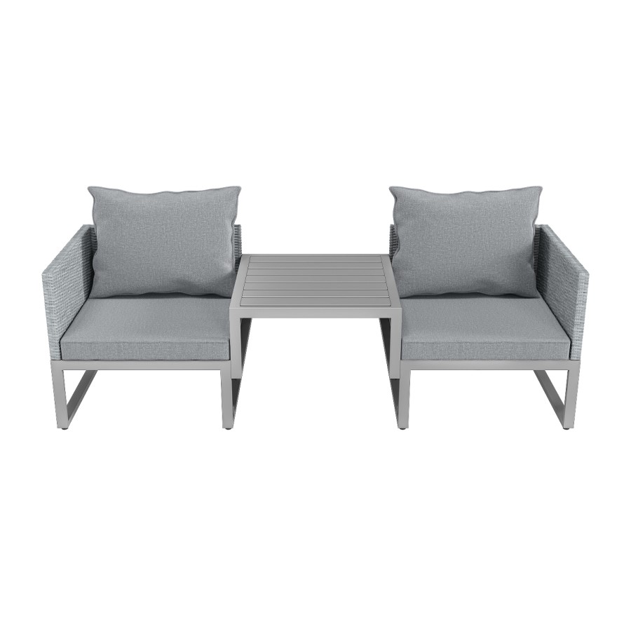 ONLY OPENED - 2 Seater Grey Garden Rattan Modular Bistro Set & Lounger - Fortrose