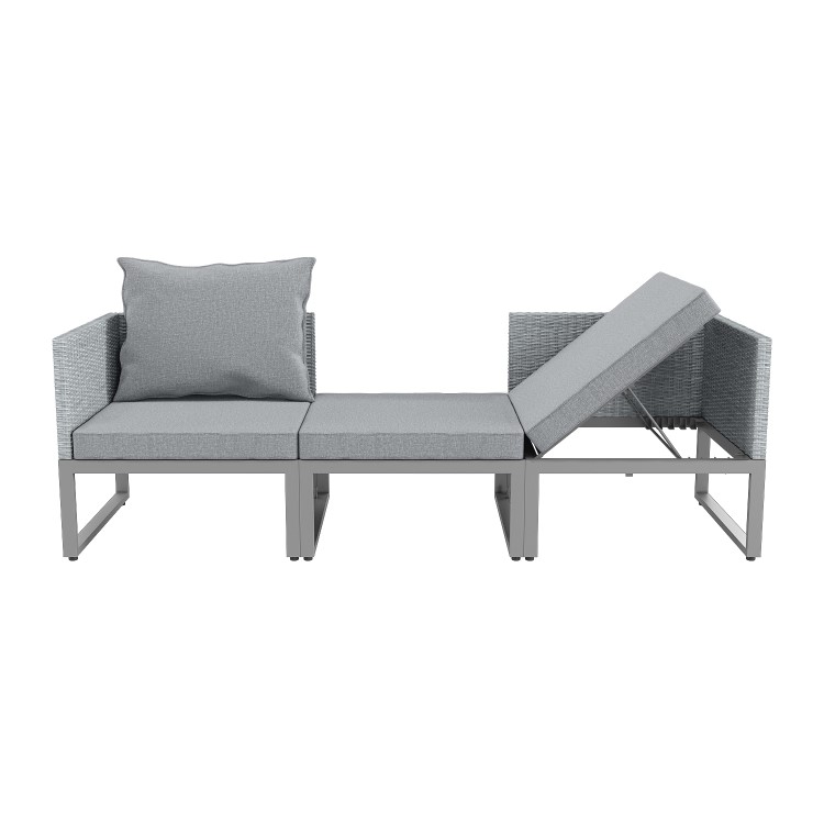 GRADE A1 - 2 Seater Grey Garden Rattan Modular Bistro Set & Lounger - Fortrose