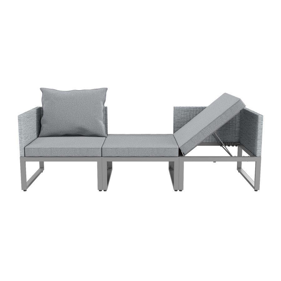 ONLY OPENED - 2 Seater Grey Garden Rattan Modular Bistro Set & Lounger - Fortrose
