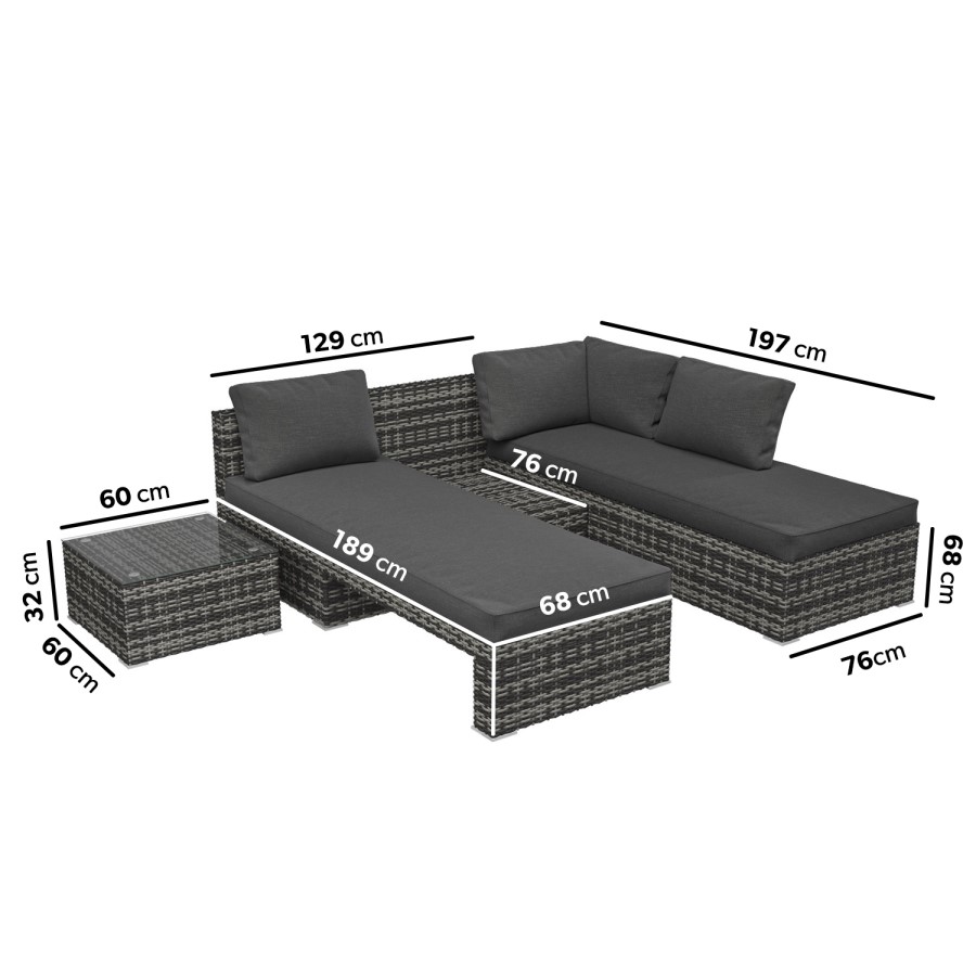 GRADE A1 - Grey Rattan Modular Garden Sofa Set and Table - Fortrose