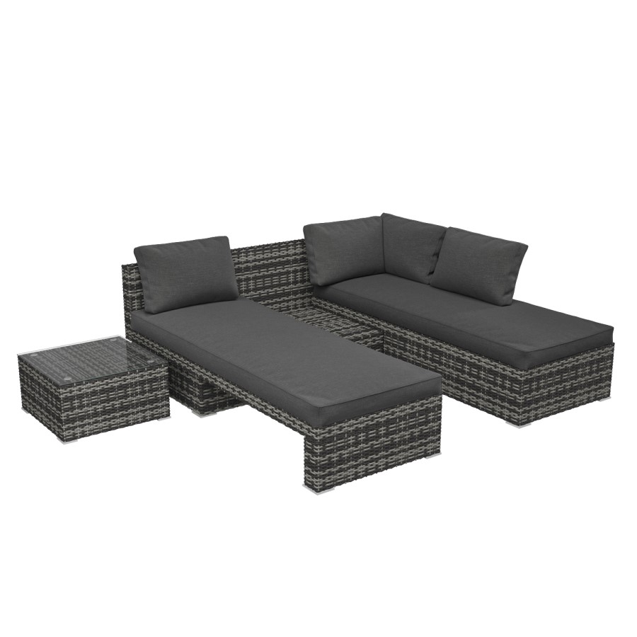 GRADE A1 - Grey Rattan Modular Garden Sofa Set and Table - Fortrose