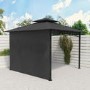 GRADE A1 - Black Metal Retractable BBQ Shelter Gazebo - 3 x 3m - Fortrose