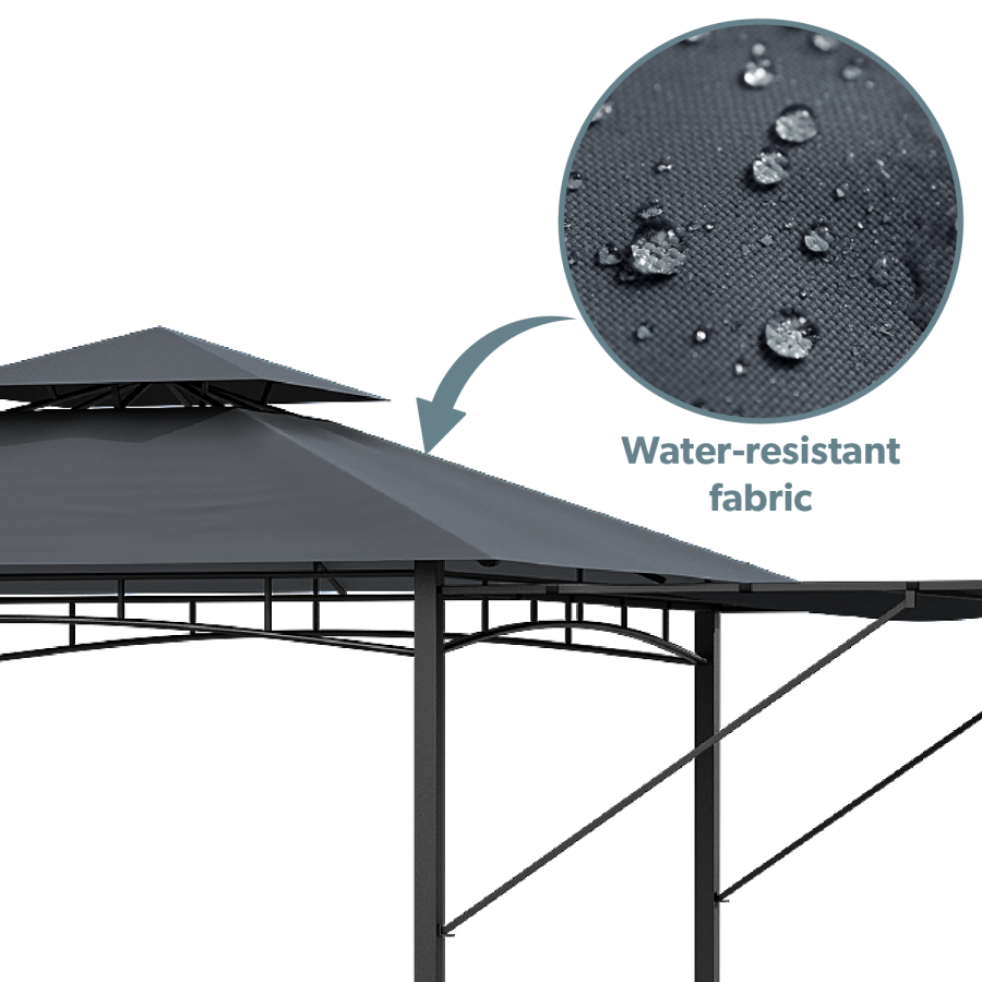 ONLY OPENED - Black Metal Retractable BBQ Shelter Gazebo - 3 x 3m - Fortrose