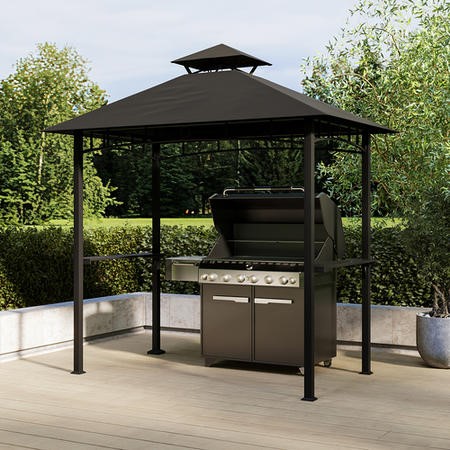 1.5 x 2.4m Dark Grey Metal Gazebo - Fortrose - Furniture123