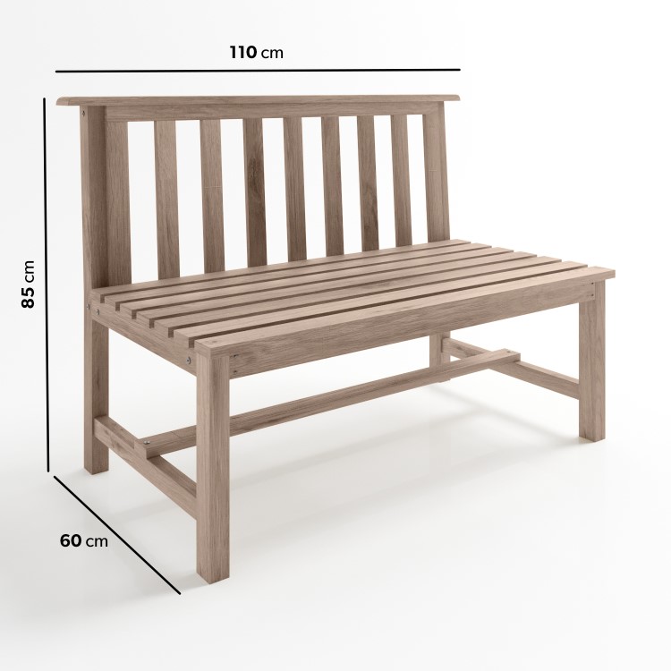 2 Seater Wooden Garden Bench - 110 x 85 cm - Como