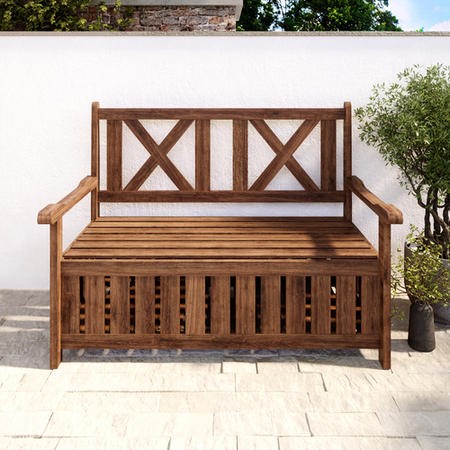 2 Seater Wooden Garden Bench With Storage - Aspen - Furniture123