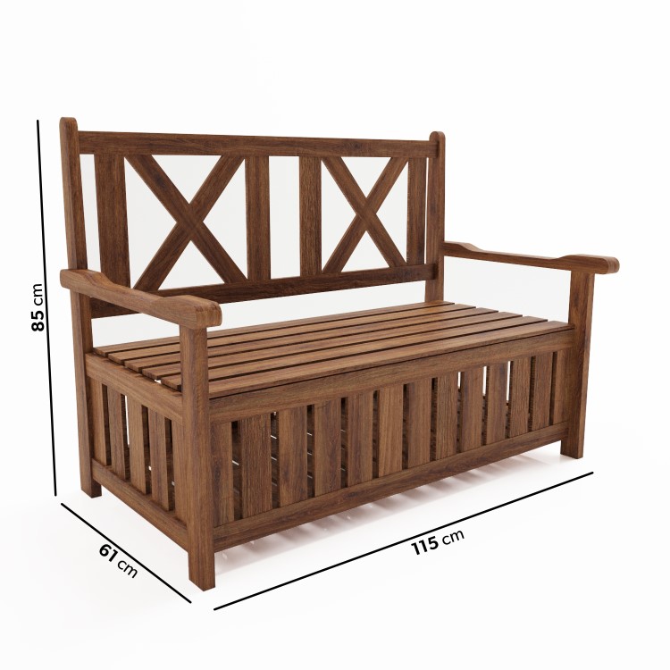 2 Seater Wooden Garden Bench With Storage - Aspen