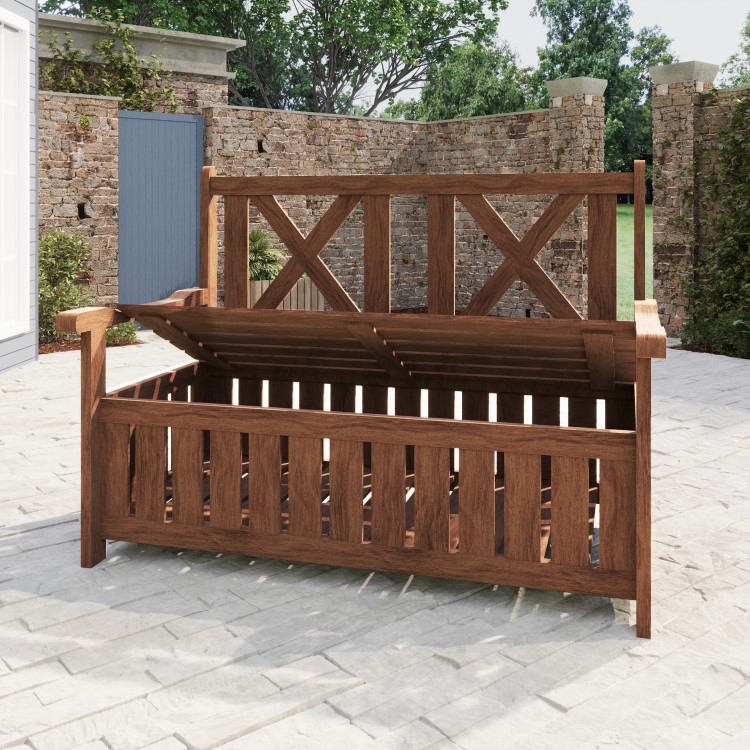 2 Seater Wooden Garden Bench With Storage - Aspen