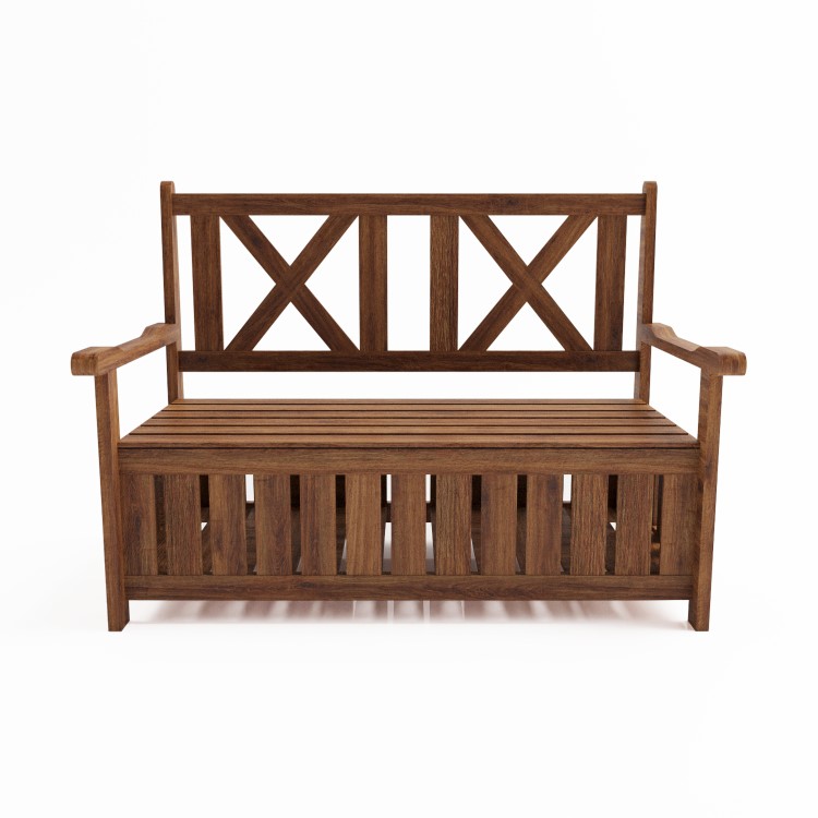 2 Seater Wooden Garden Bench With Storage - Aspen