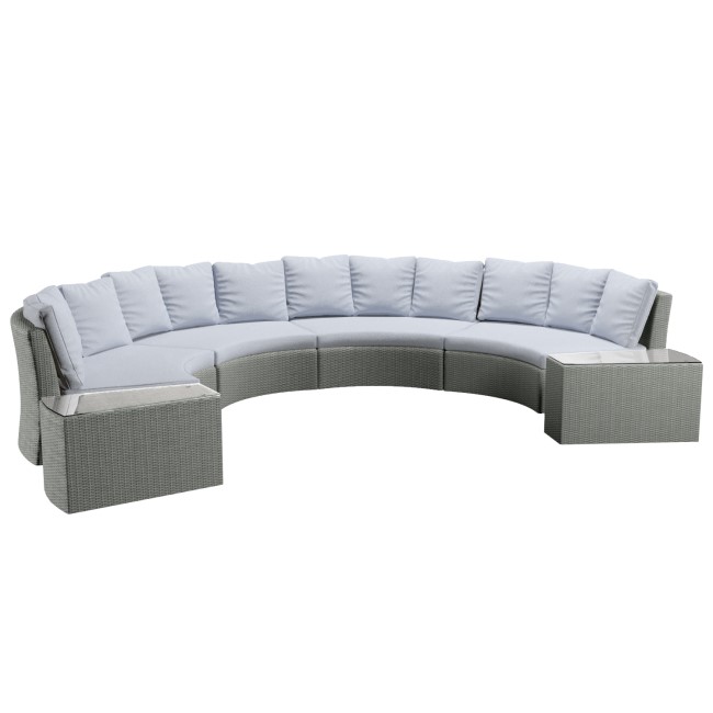 ONLY OPENED - 8 Seater Rattan Modular Circular Dining Sofa Set with Height Adjustable Table - Fortrose