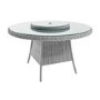 6 Seater Grey Round Rattan Garden Dining Set with Lazy Susan and Parasol - Aspen