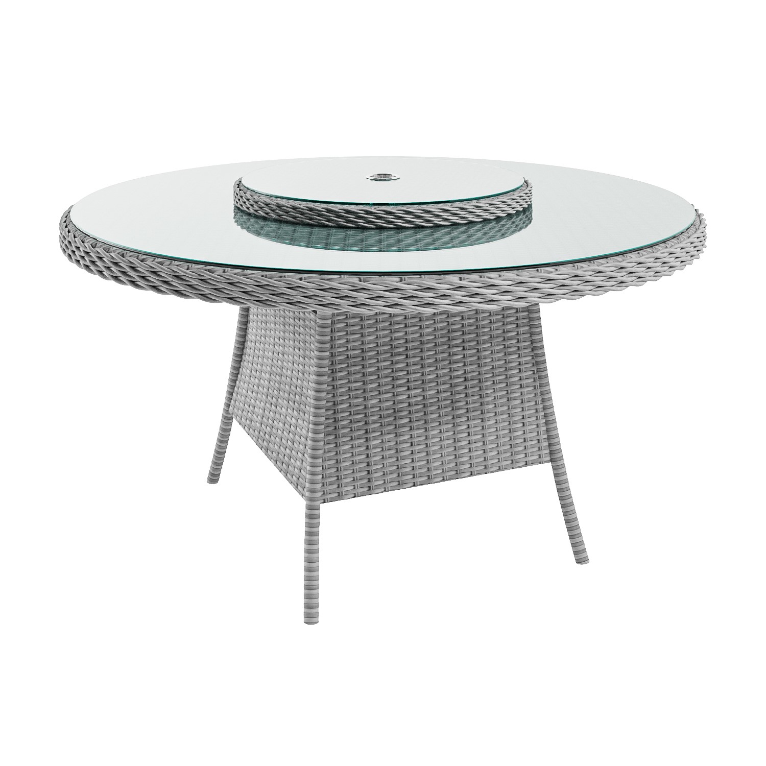 6 Seater Grey Round Rattan Garden Dining Set with Lazy Susan and ...