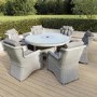 6 Seater Grey Round Rattan Garden Dining Set with Lazy Susan and Parasol - Aspen