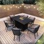 ONLY OPENED - 6 Seater Grey Aluminium & Rope Dining Set with Firepit Table - Como