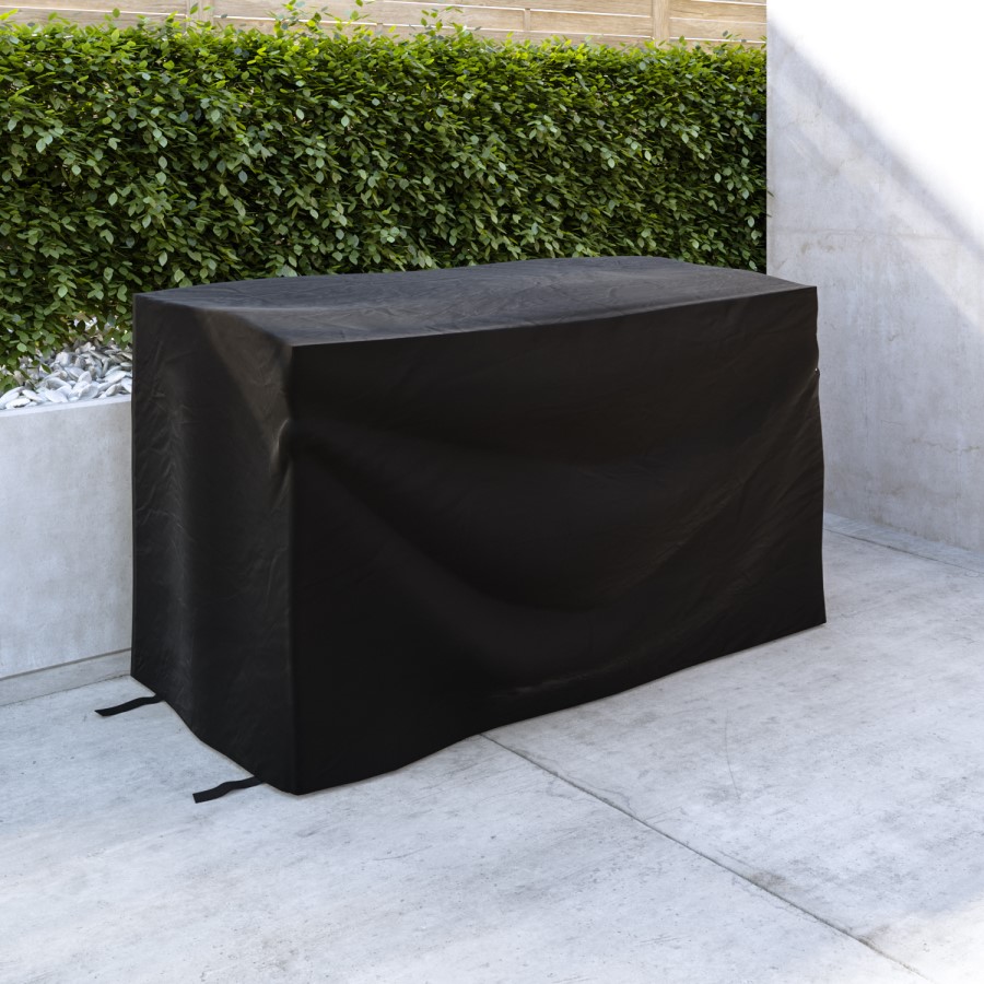 GRADE A1 - Outdoor Grey Rattan Water Resistant Storage Box with Serving Ledge & Wheels - 125x60cm - Fortrose
