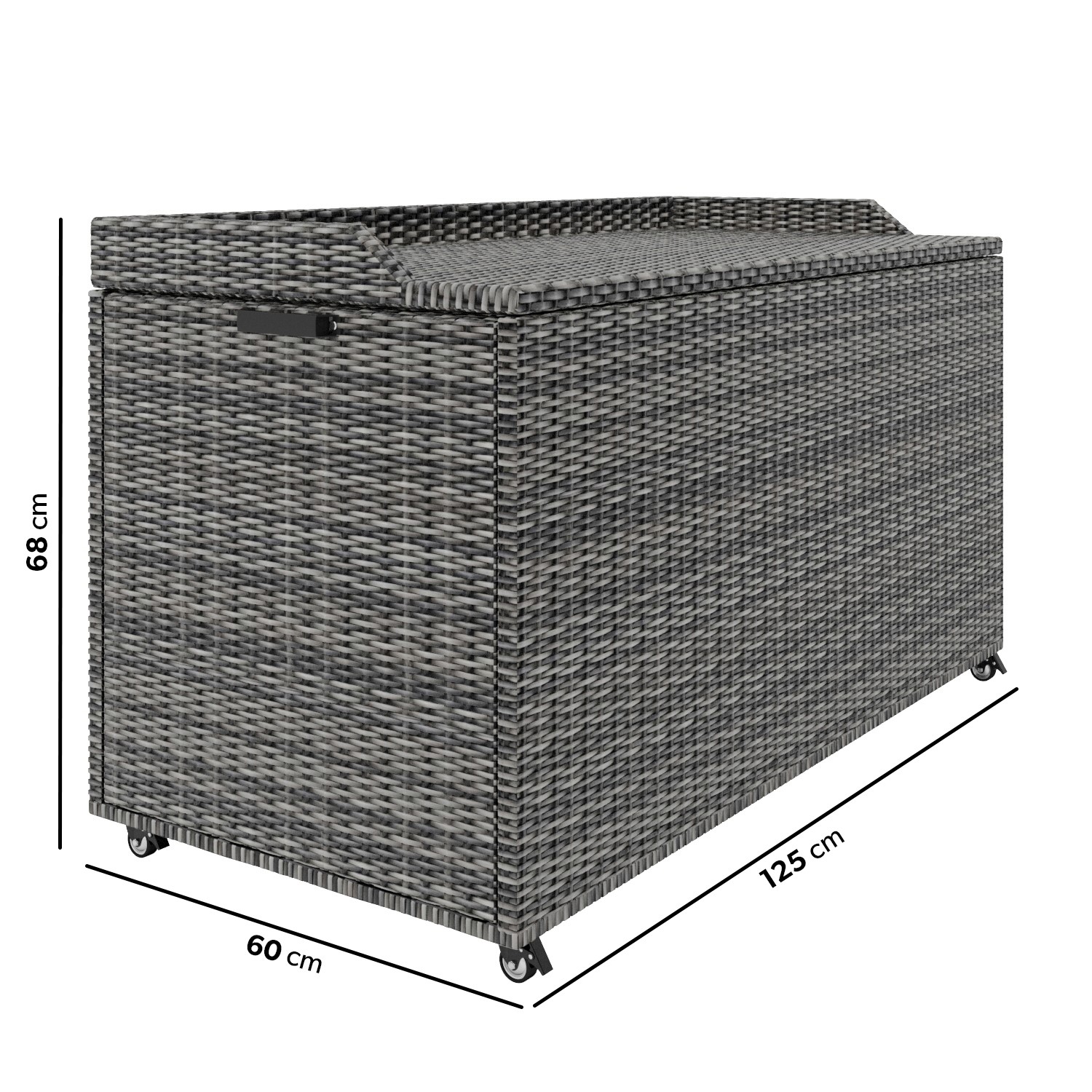Grey Rattan Water Resistant Garden Storage Box with Serving Ledge ...
