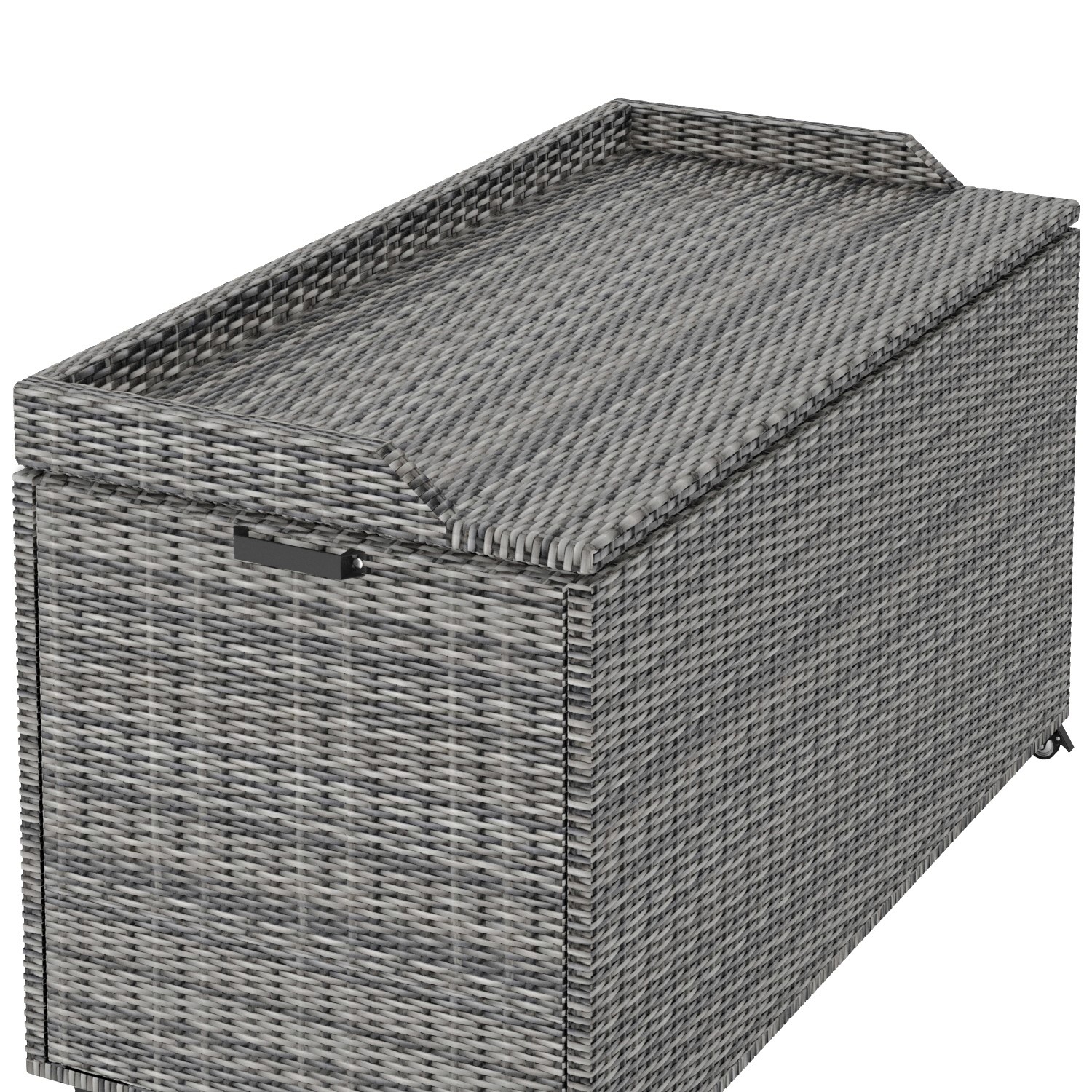 Grey Rattan Water Resistant Garden Storage Box with Serving Ledge ...