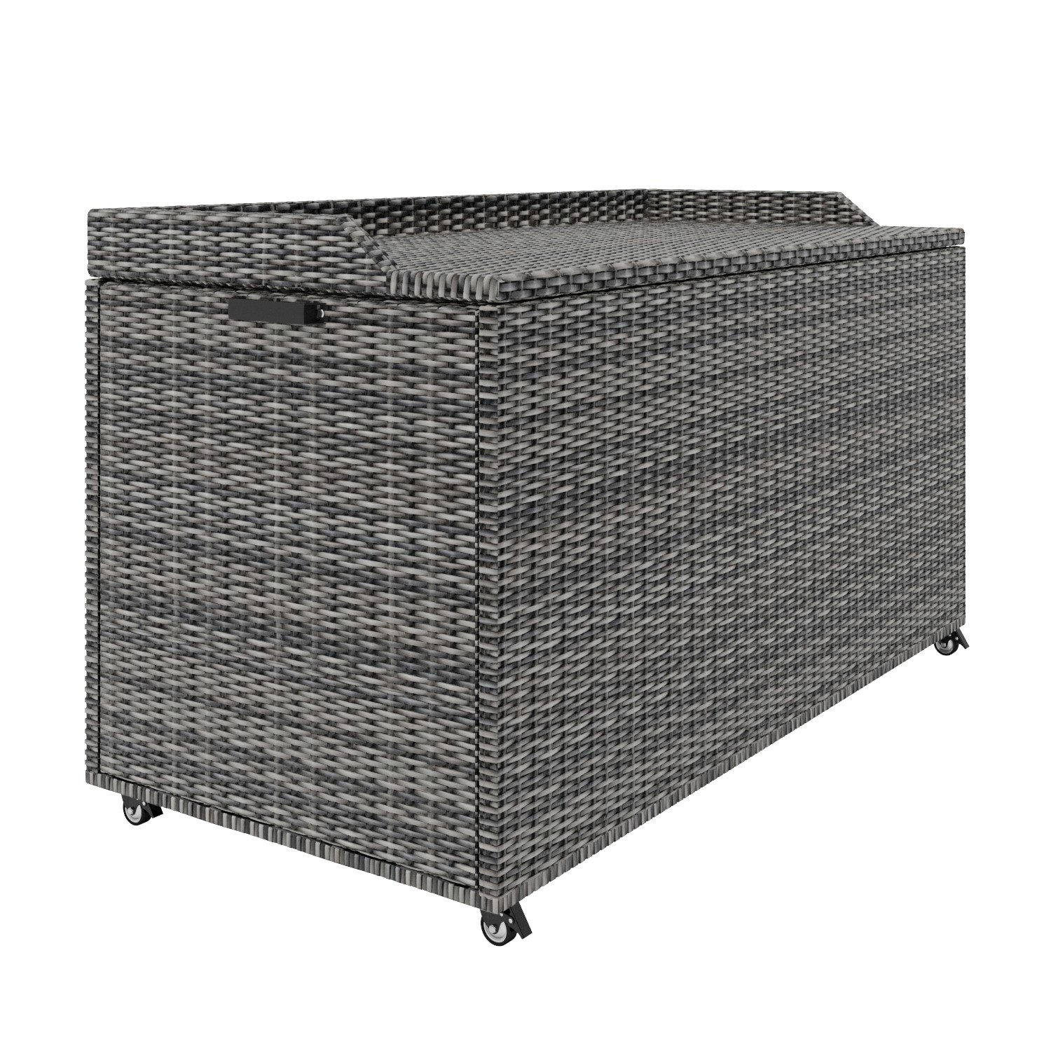 Grey Rattan Water Resistant Garden Storage Box with Serving Ledge ...