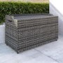 GRADE A1 - Large Outdoor Grey Rattan Water Resistant Storage Box with Serving Ledge & Wheels - 150x90cm - Fortrose