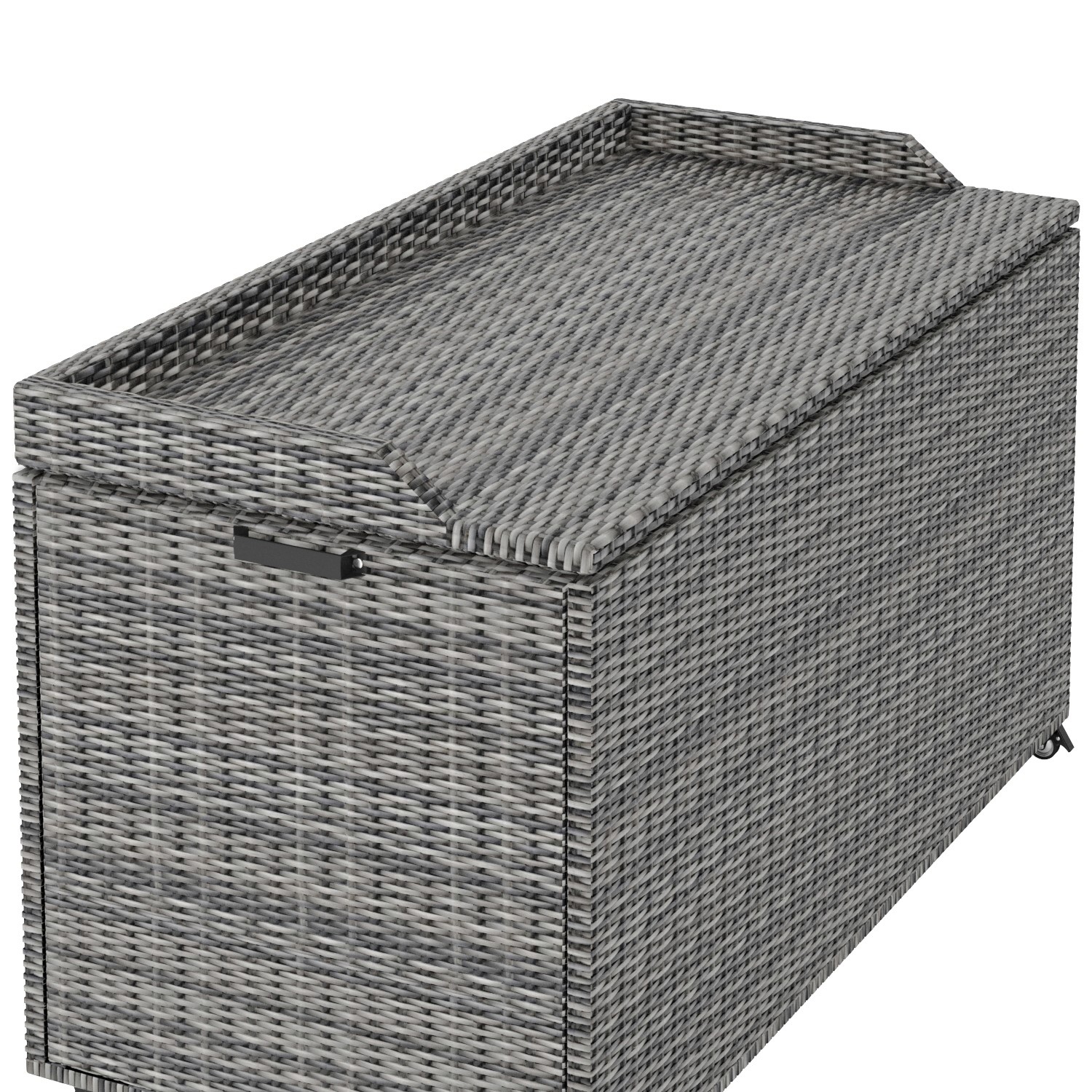 Outdoor Grey Rattan Water Resistant Storage Box with Serving Ledge & Wheels  - 125x60cm - Fortrose - Furniture123