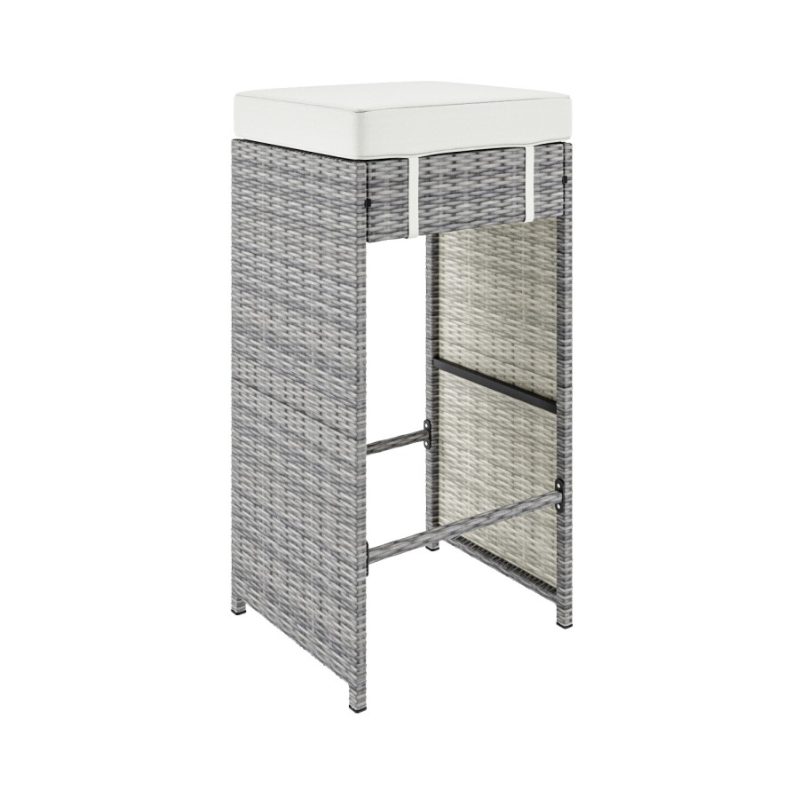 6 Seater Grey Rattan Garden Bar Set with Premium Glass Topped Bar Table - Fortrose