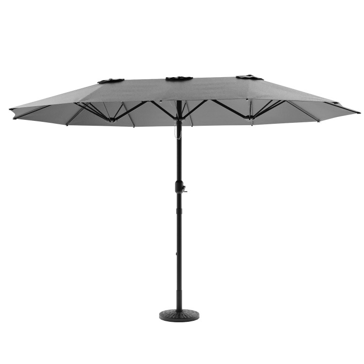 2.7x4.5m Large Double Sided Grey Parasol with Base - Como