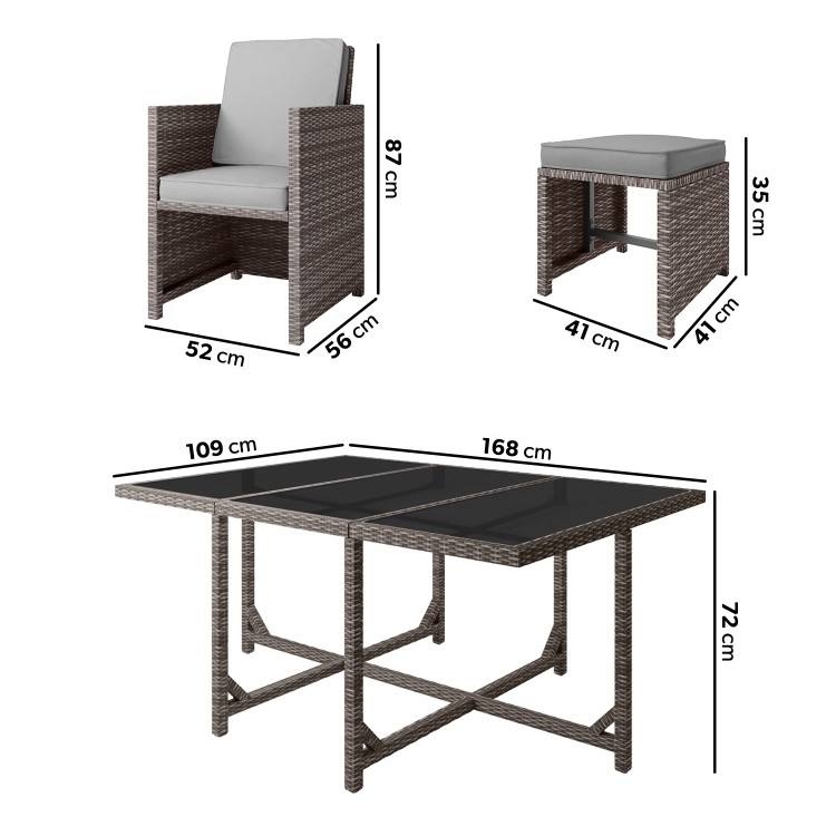 10 Seater Dark Grey Rattan Cube Garden Dining Set - Fortrose