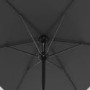 6 seater Grey Metal Garden Dining Set with Lazy Susan Parasol & Padded Foldable Chairs - Fortrose