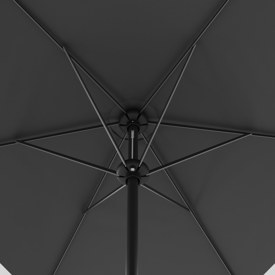 6 seater Grey Metal Garden Dining Set with Lazy Susan Parasol & Padded Foldable Chairs - Fortrose