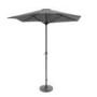 6 seater Grey Metal Garden Dining Set with Lazy Susan Parasol & Padded Foldable Chairs - Fortrose